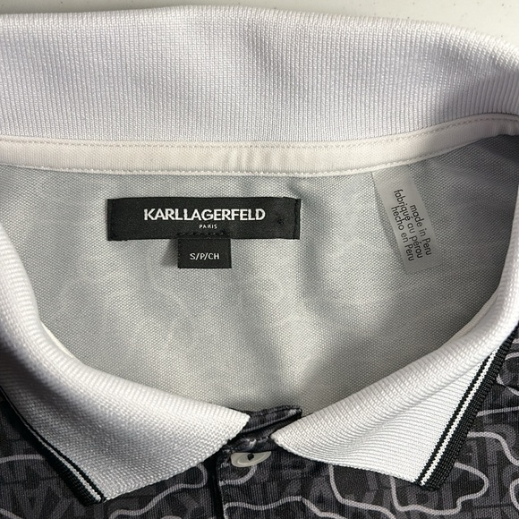 Karl Lagerfeld Paris Logo & Camo-Print Polo Mens Black US Size S - Picture 9 of 12